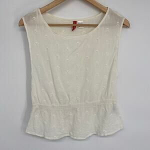 Divided Top Women’s 2 Skull Embroidered Whimsigoth Vamp Cream Romantic Feminine